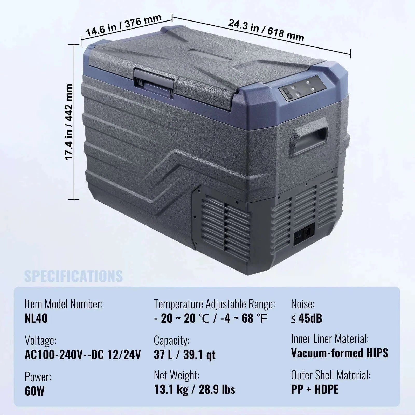 Portable Car Refrigerator 12L with Bluetooth Control-NLS45 DZDT / Germany
