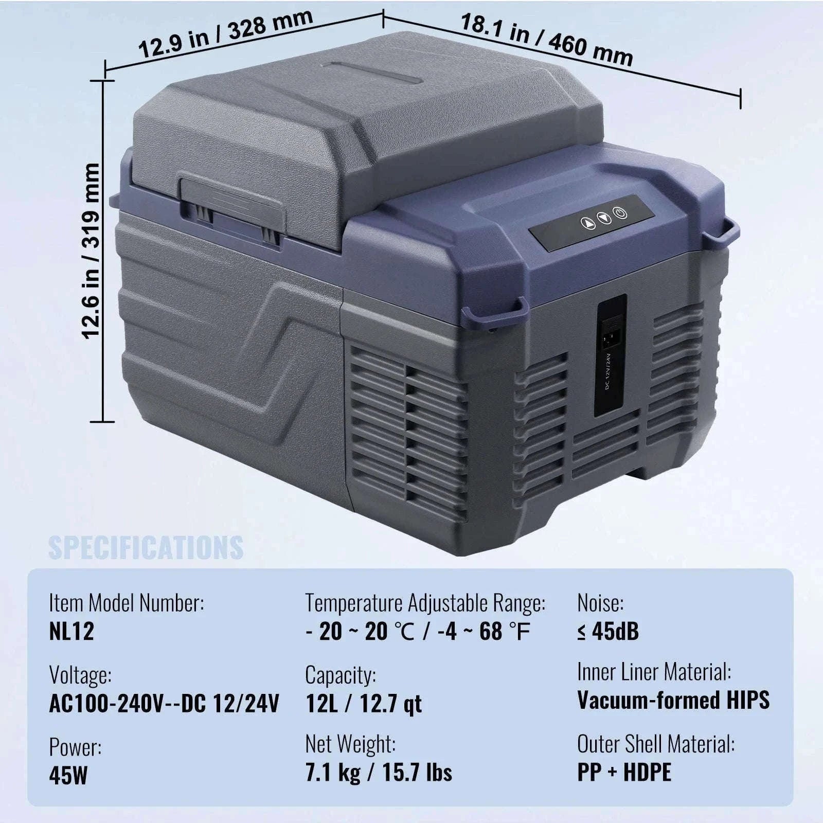 Portable Car Refrigerator 12L with Bluetooth Control-NLS45 DZDT / Germany