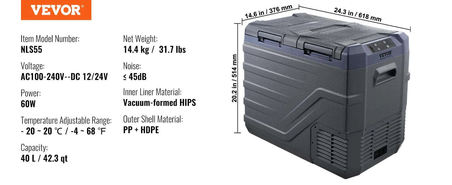 Portable Car Refrigerator 8L to 75L Single and Dual Zone-NLS45 / france