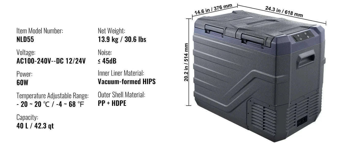Portable Car Refrigerator 8L to 75L Single and Dual Zone-NLS45 / france