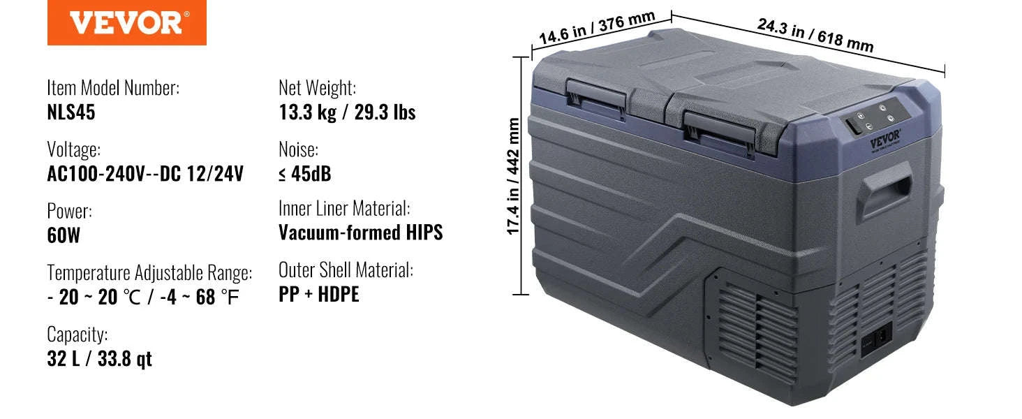 Portable Car Refrigerator 8L to 75L Single and Dual Zone-NLS45 / france