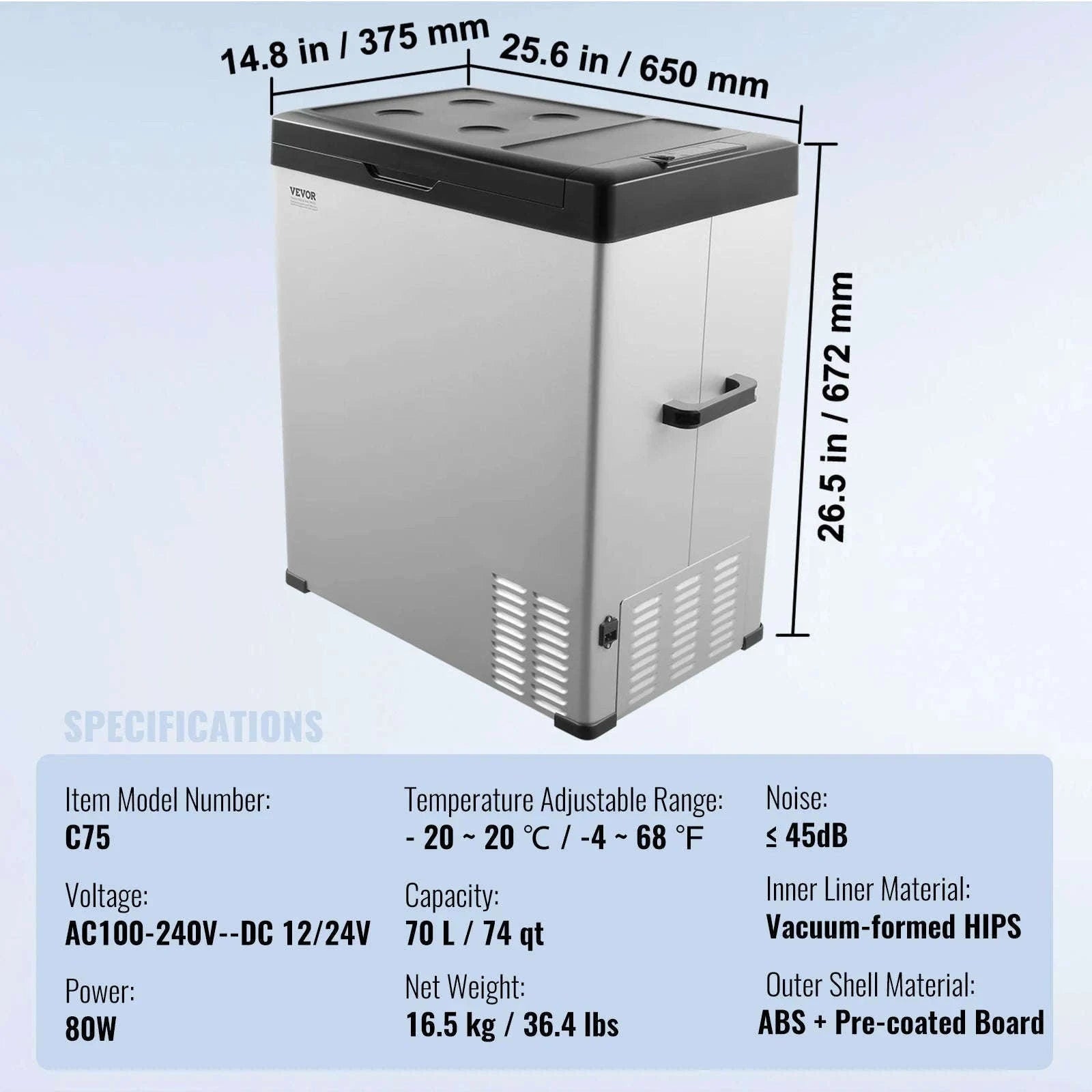 Portable Car Refrigerator 8L to 75L Single and Dual Zone-NLS45 / france