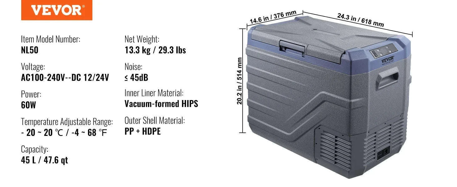 Portable Car Refrigerator 8L to 75L Single and Dual Zone-NLS45 / france