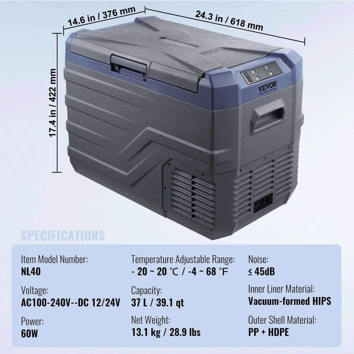Portable Car Refrigerator 8L to 75L Single and Dual Zone-NLS45 / france