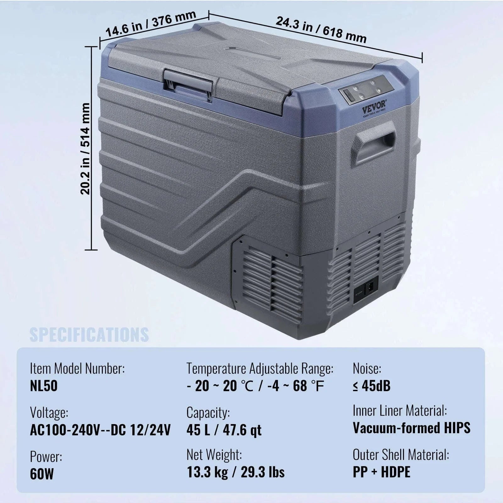 Portable Car Refrigerator 8L to 75L Single and Dual Zone-NLS45 / france