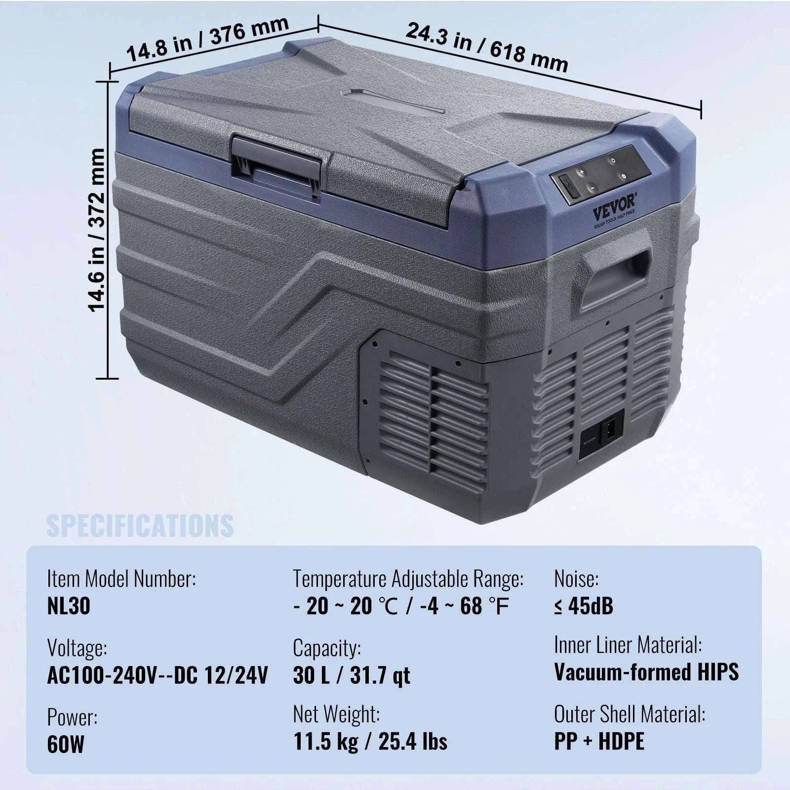 Portable Car Refrigerator 8L to 75L Single and Dual Zone-NLS45 / france