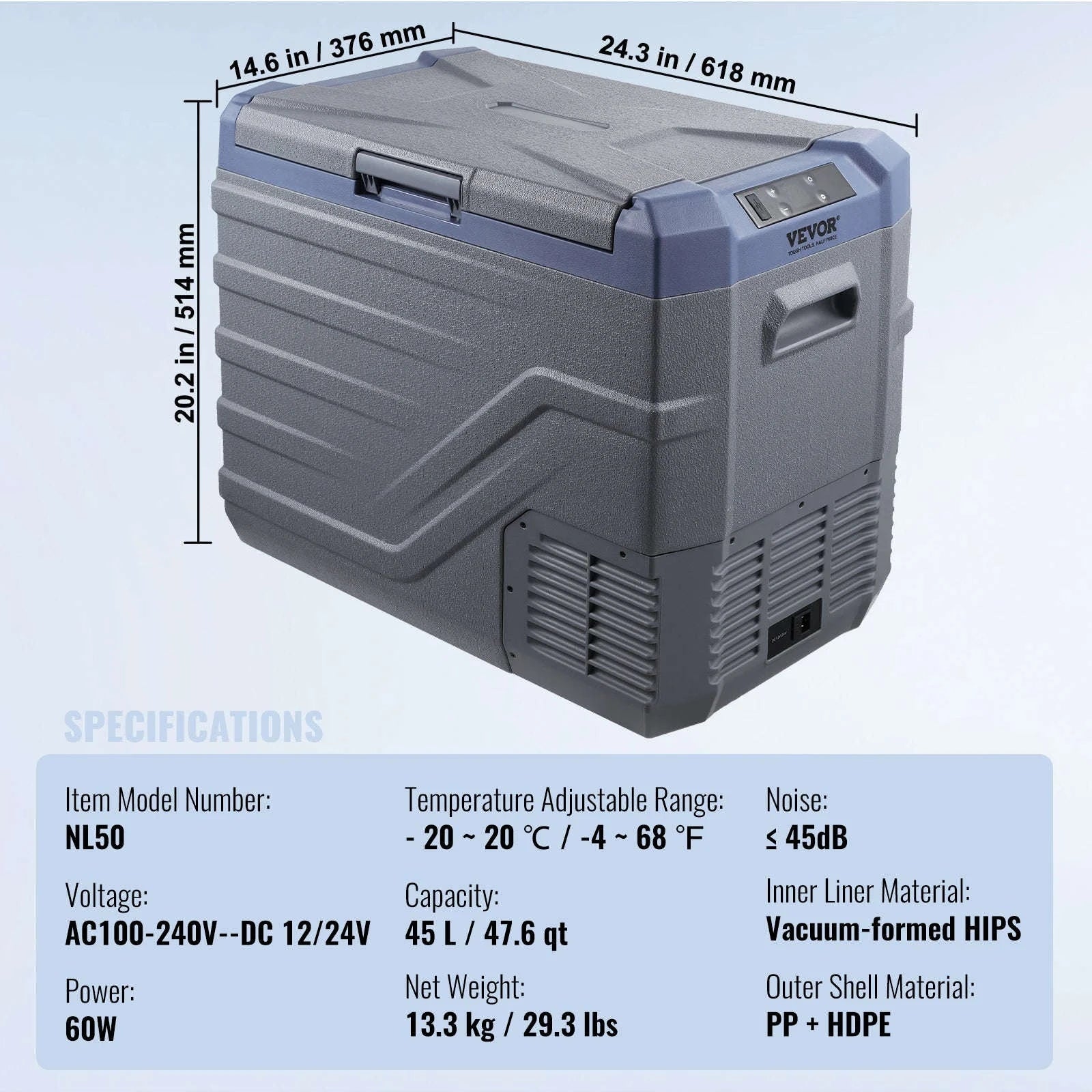 Portable Car Refrigerator 8L to 75L Single and Dual Zone-NLS45 / france