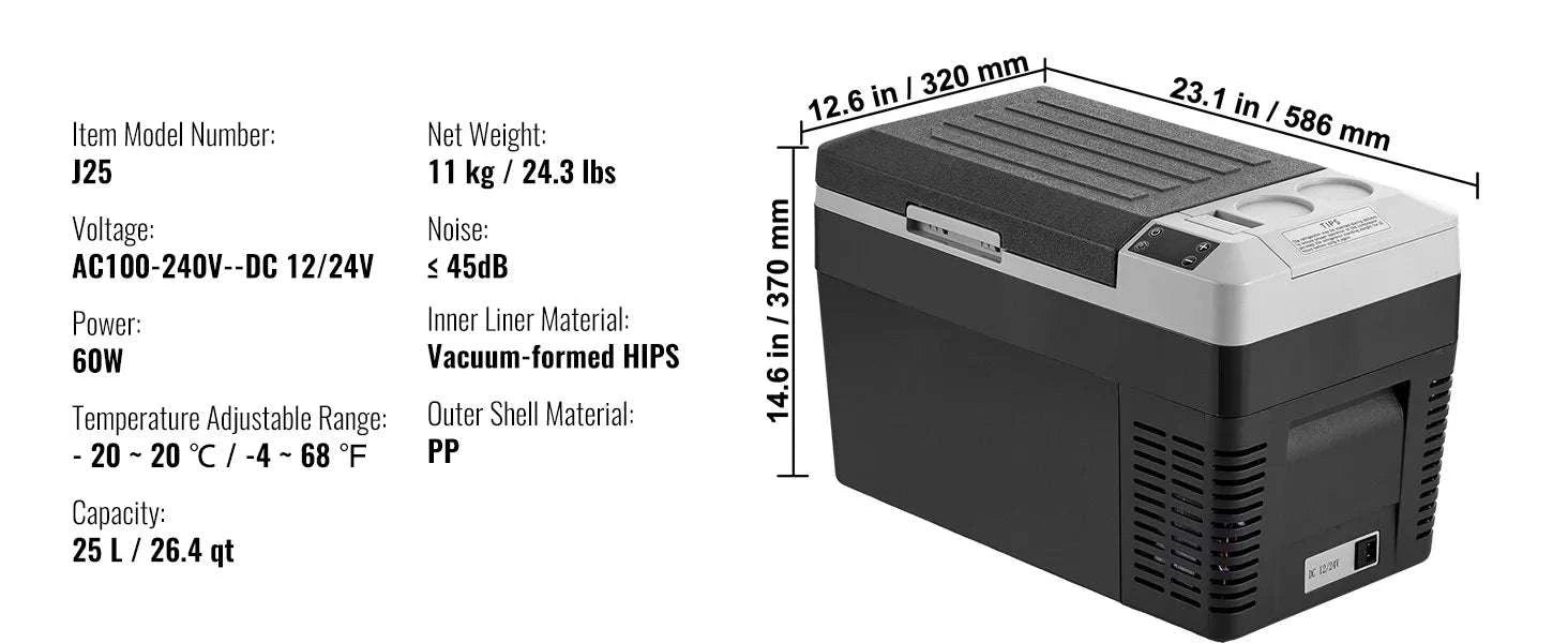 Portable Car Refrigerator Freezer 12V Compressor Cooler 20L–55L-22L NEW / United States