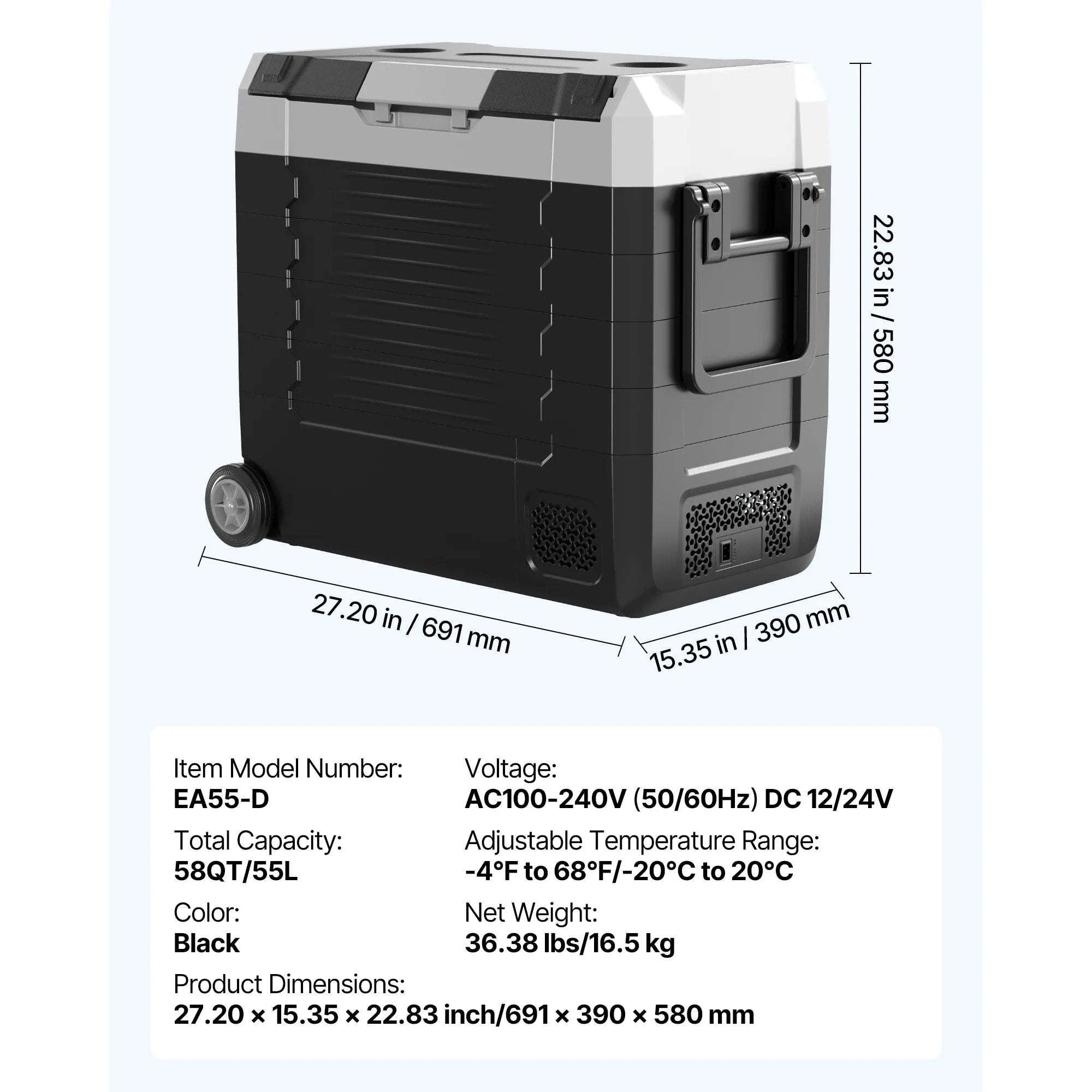 Portable Car Refrigerator Freezer 35L/45L/55L with App Control-35L NEW / United States