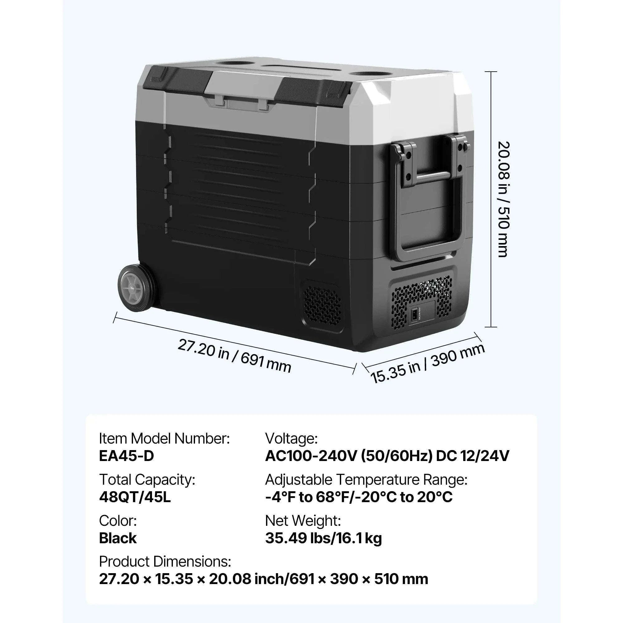 Portable Car Refrigerator Freezer 35L/45L/55L with App Control-35L NEW / United States