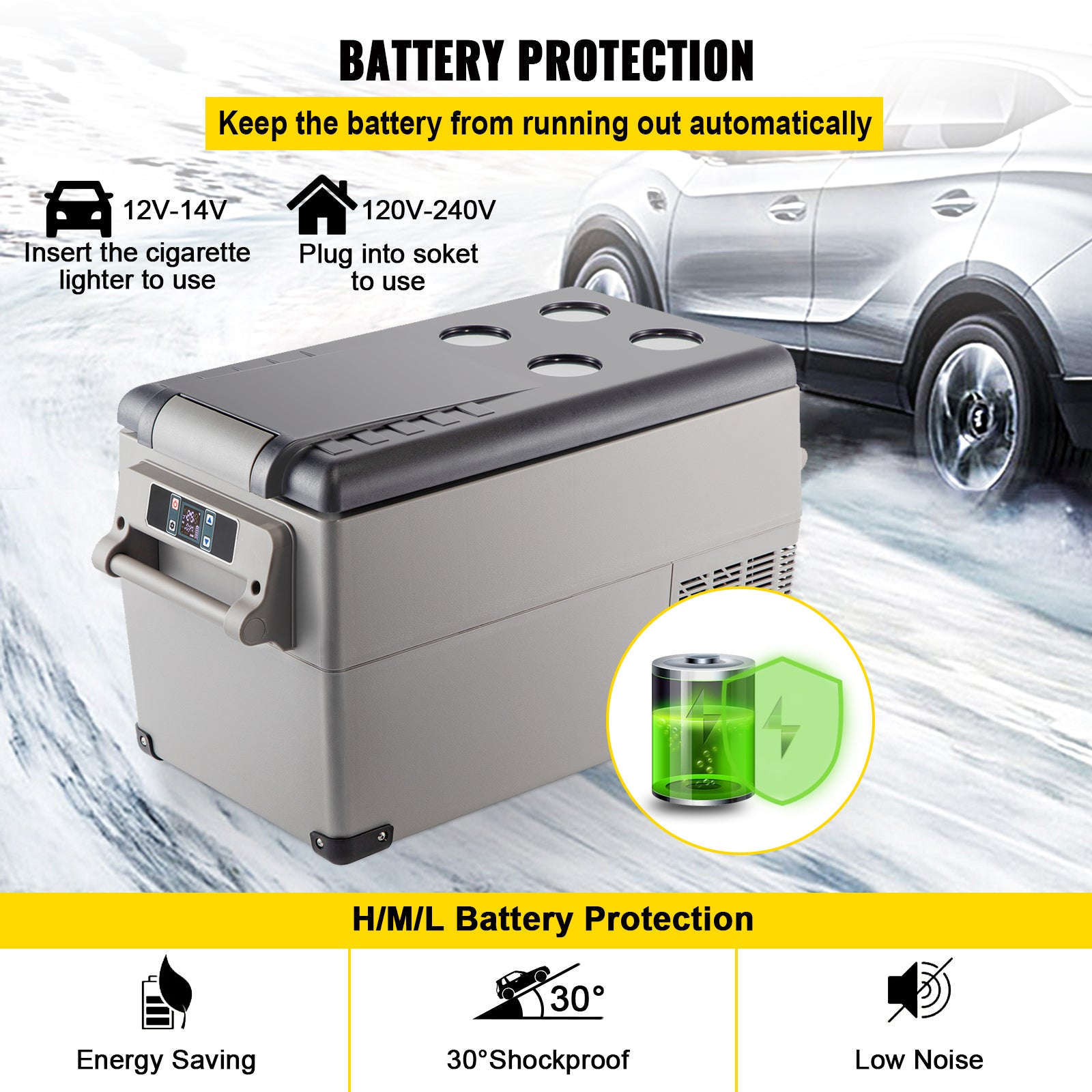 Portable Car Refrigerator Freezer with Compressor Cooling-45L / United States