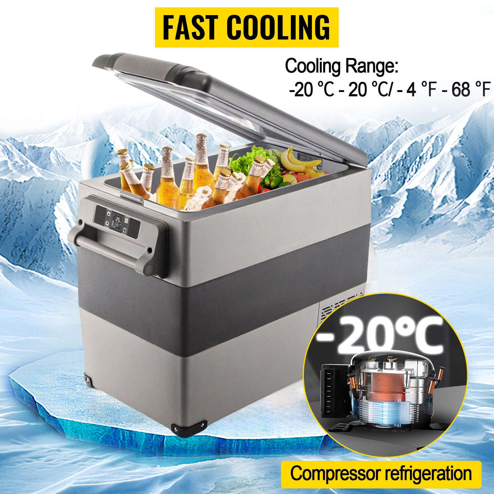 Portable Car Refrigerator Freezer with Compressor Cooling-45L / United States