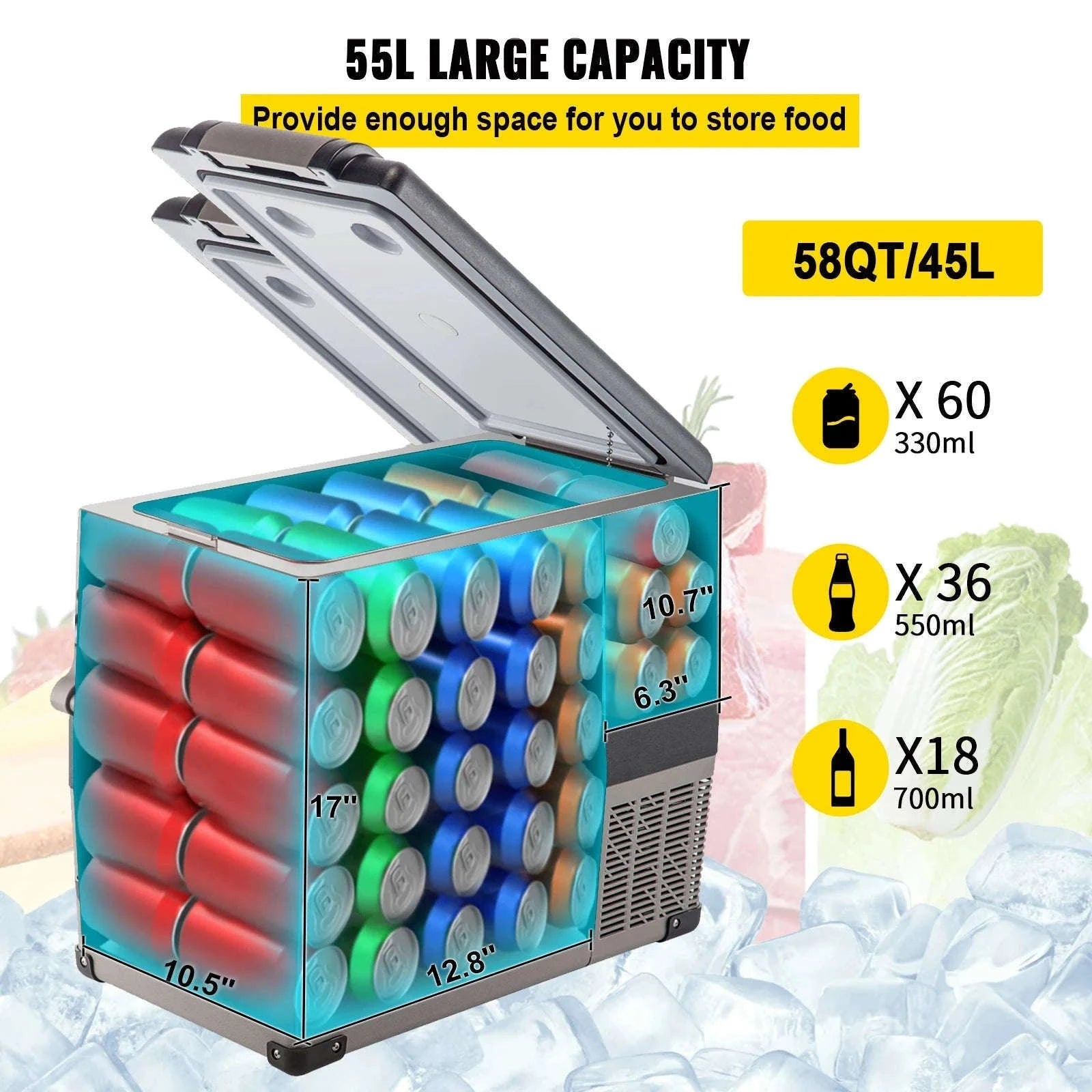 Portable Car Refrigerator Freezer with Compressor Cooling-45L / United States