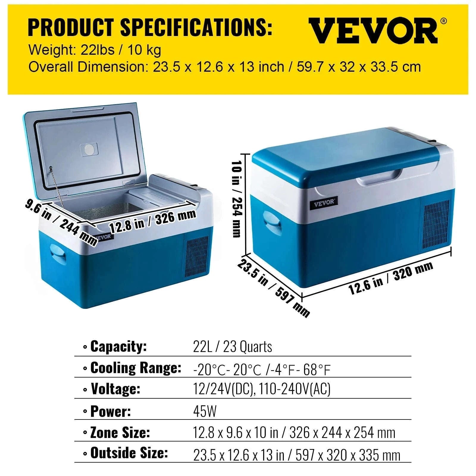 Portable Car Refrigerator Freezer with Compressor Cooling-45L / United States