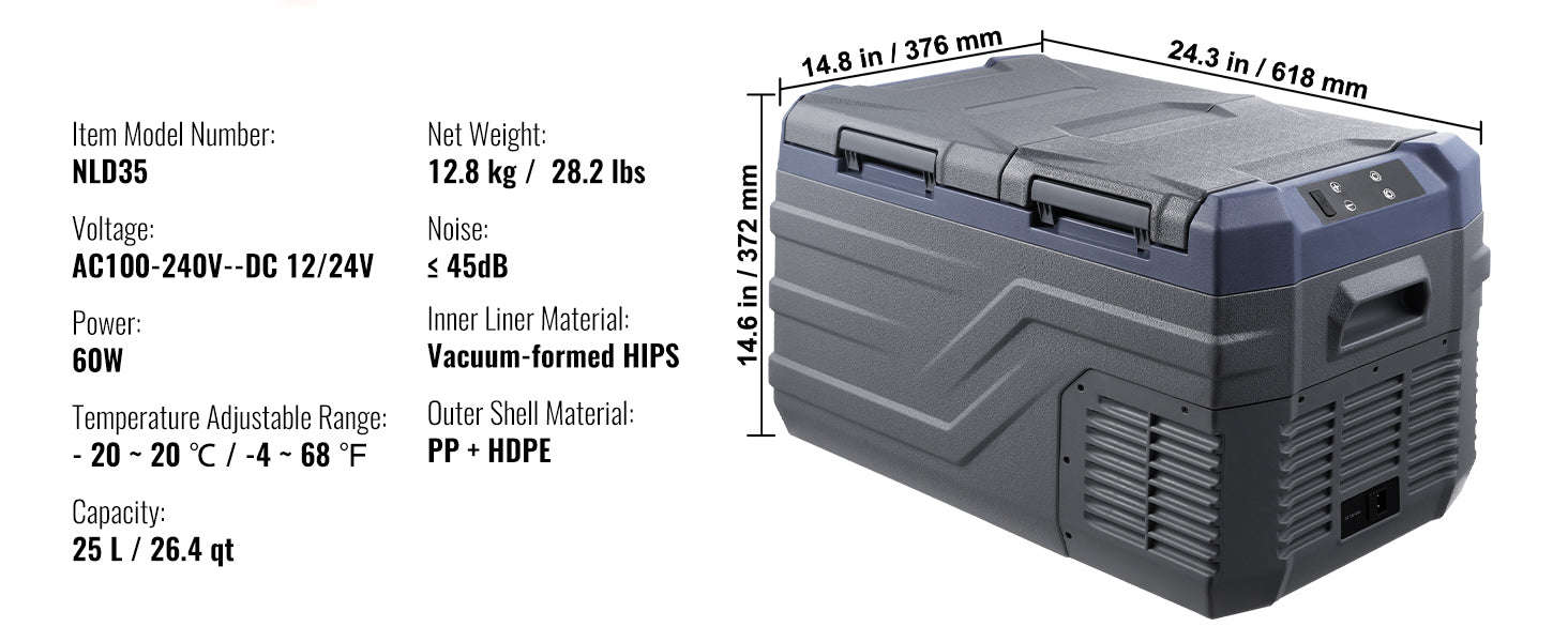 Portable Car Refrigerator with Single or Dual Zone and Bluetooth Control-C75 STC / Canada