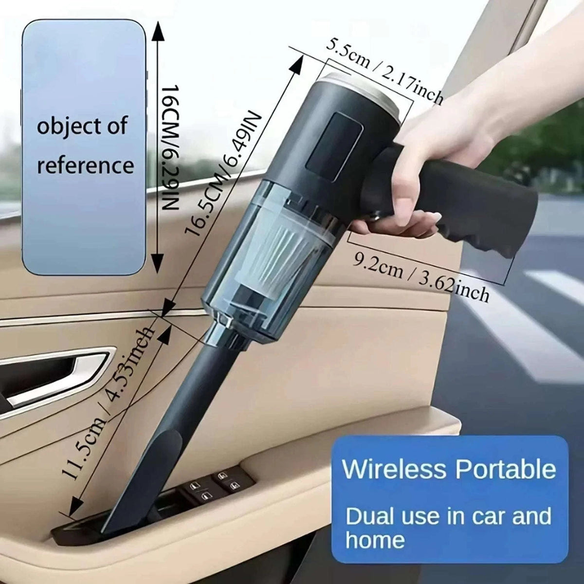 Portable Car Vacuum Cleaner for Fast Car and Office Cleanups-black