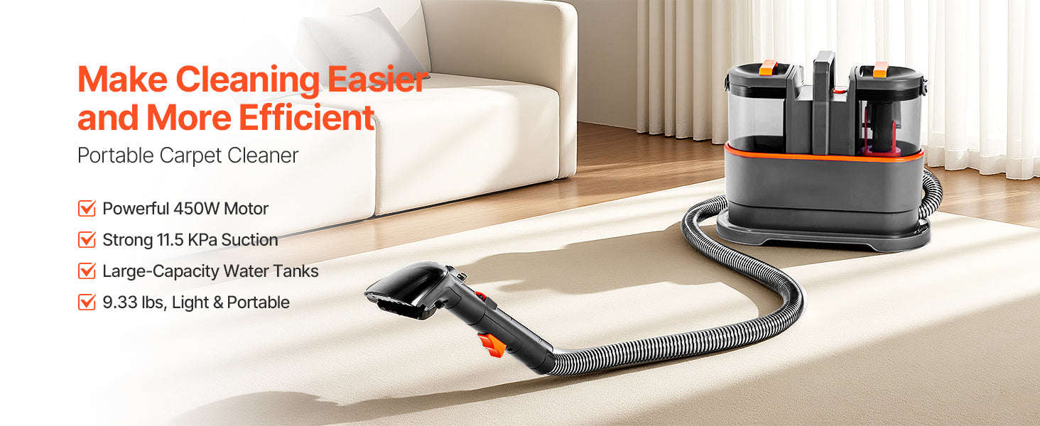 Portable Carpet Cleaner Machine with Dual Water Tanks-15.16x7.48x12.91inch / United States