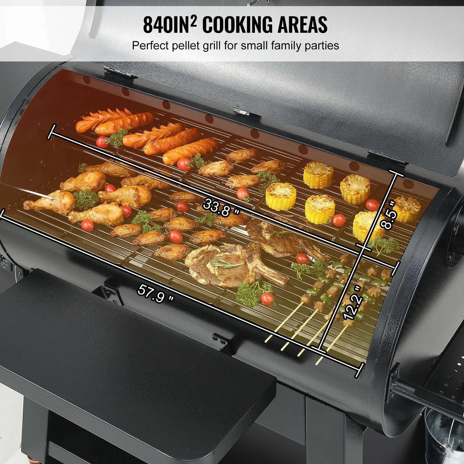 Portable Charcoal Grill Smoker with Cart, Cover & Temperature Control-53inch / United States