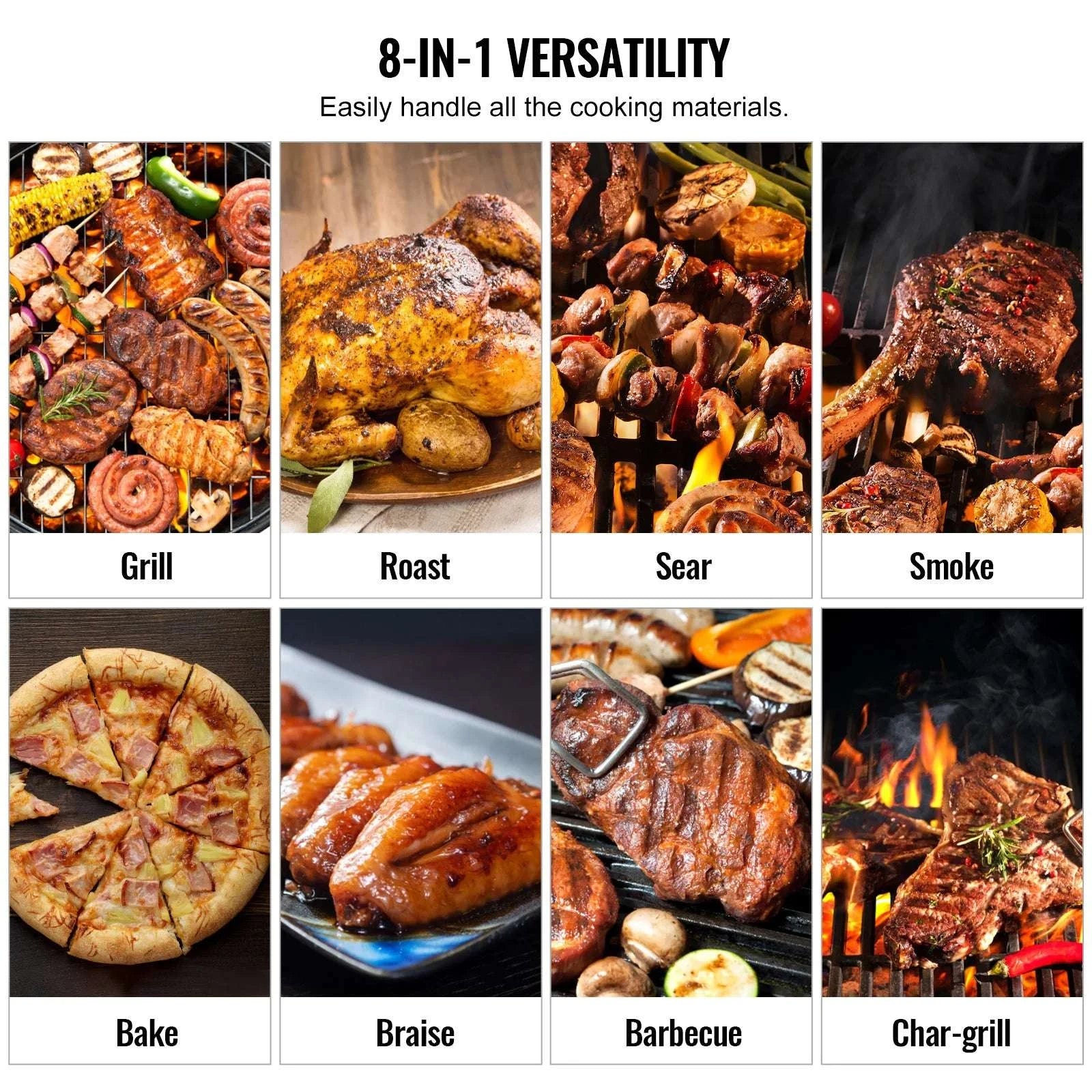 Portable Charcoal Grill Smoker with Cart, Cover & Temperature Control-62inch / United States