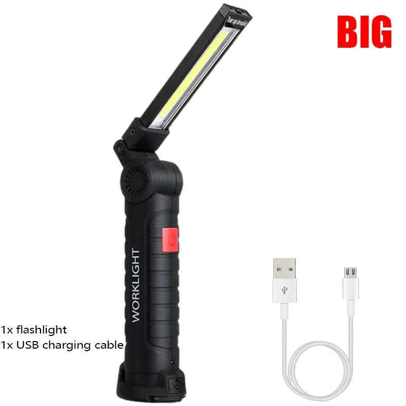 Portable COB LED Flashlight USB Rechargeable Work Light-W51 Small 3pcs