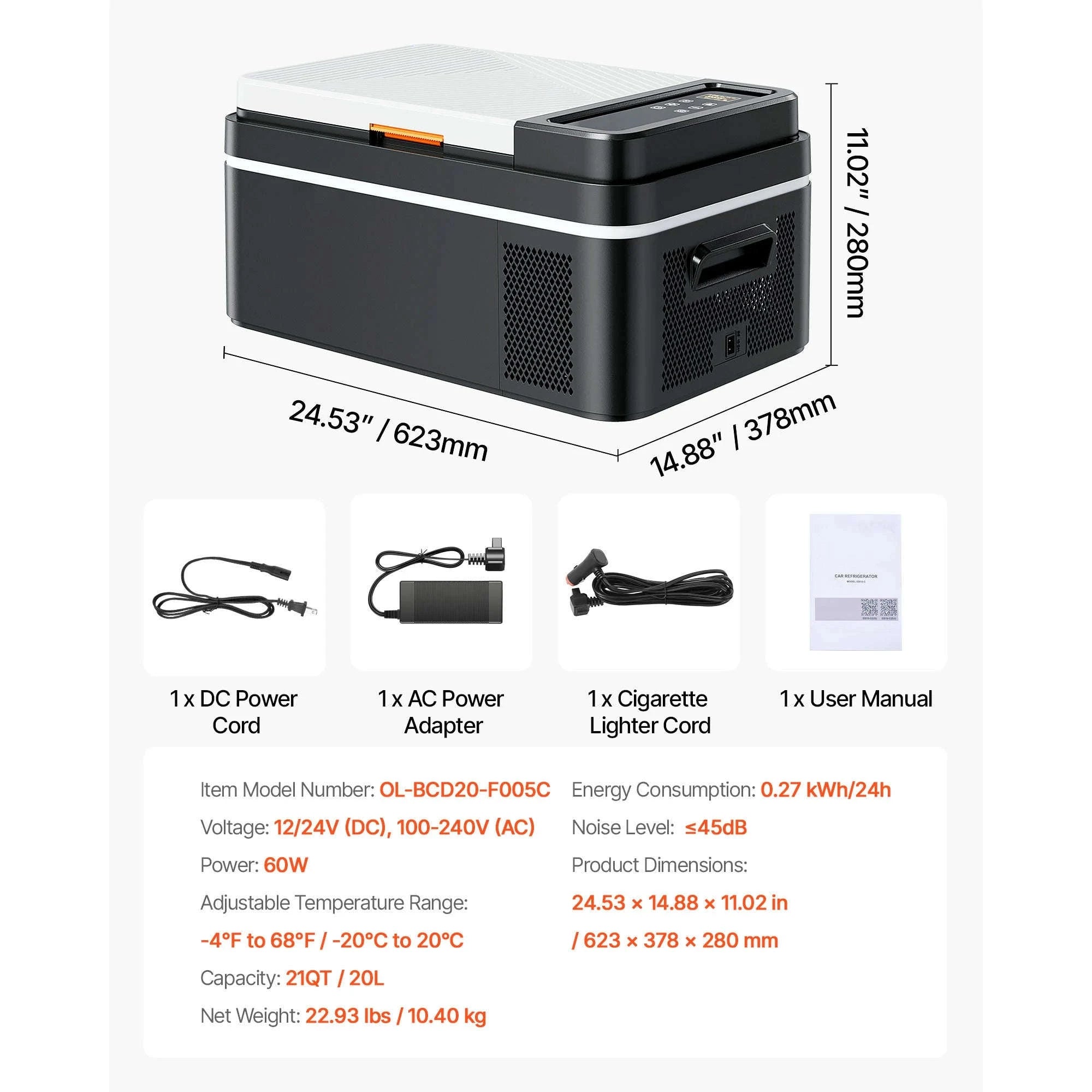 Portable Compressor Cooler 15L-55L 12V/24V DC 110-240V AC-22L NEW / Germany
