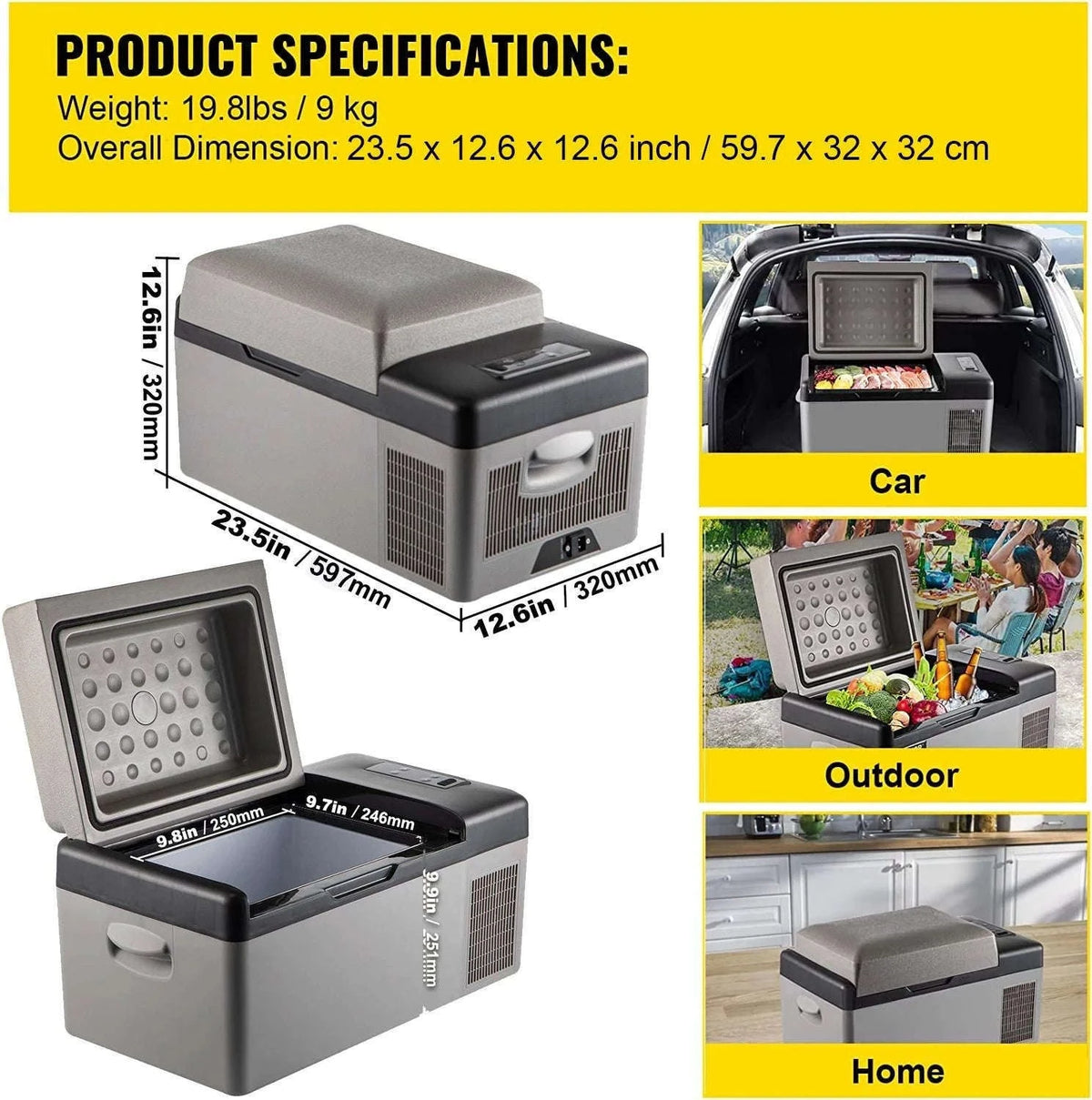 Portable Compressor Refrigerator Freezer 15L, 12/24V & 100-240V-40L / CZECH REPUBLIC