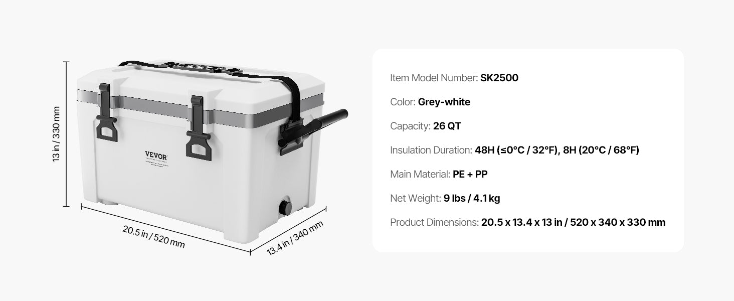 Portable Hard Cooler with Ice Retention, Heavy-Duty Handles and Cup Holder