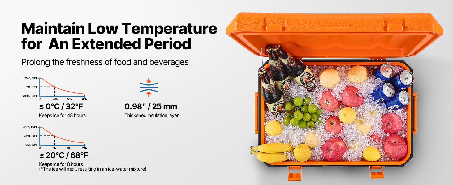 63QT Portable Hard Cooler with Ice Retention for Camping & Travel