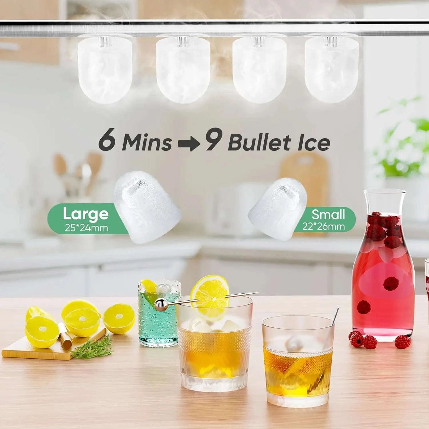 Portable Countertop Ice Maker, 26lbs/24H, 9 Cubes in 6 Mins, Self-Cleaning, Quiet for Home Kitchen RV Camping-United States