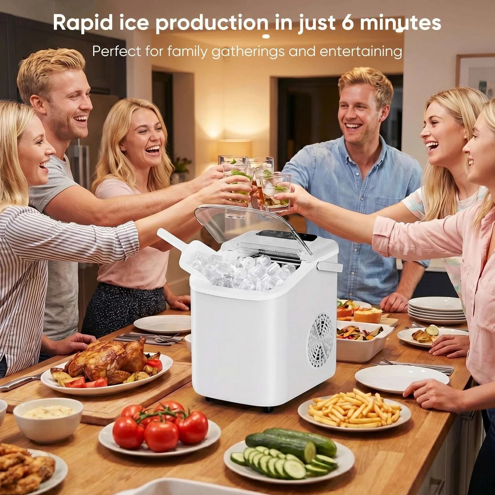 Portable Countertop Ice Maker – 9 Cubes in 6 Minutes, 26lb Daily-Pink / United States