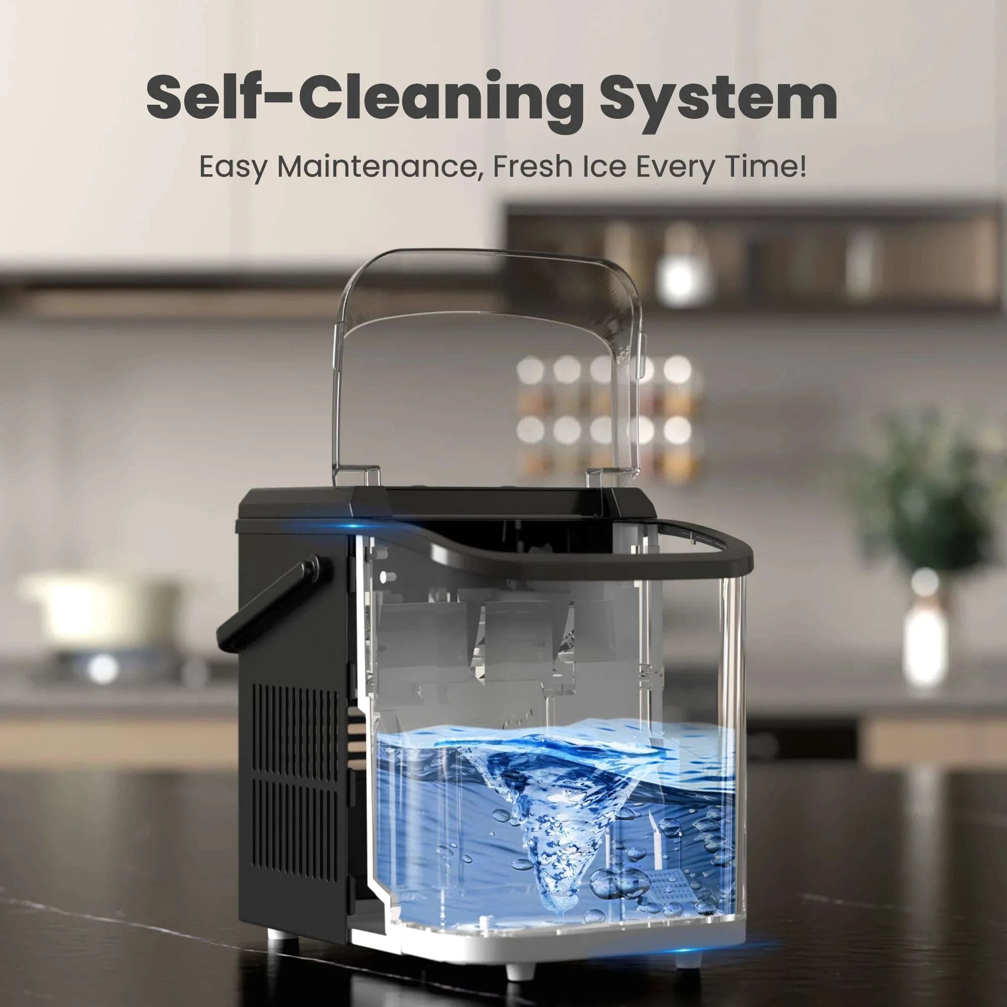 Portable Countertop Ice Maker with Handle – 9 Cubes in 6 Minutes-black / United States