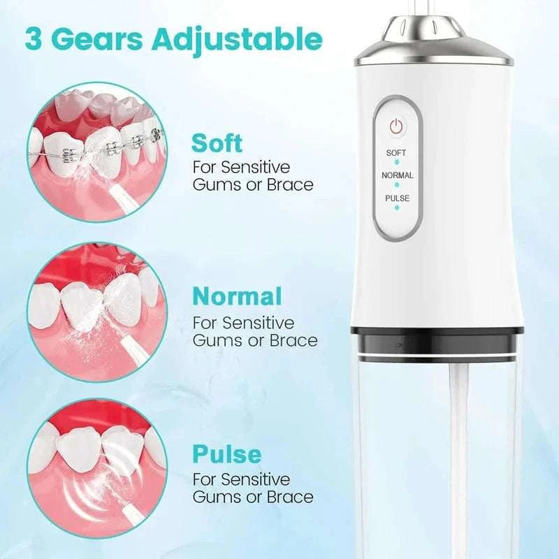 Portable Dental Water Flosser USB Rechargeable with 4 Jet Tips-059-Pink