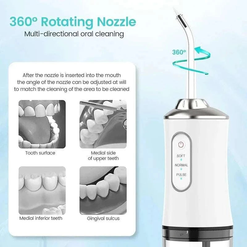 Portable Dental Water Flosser USB Rechargeable with 4 Jet Tips-059-Pink