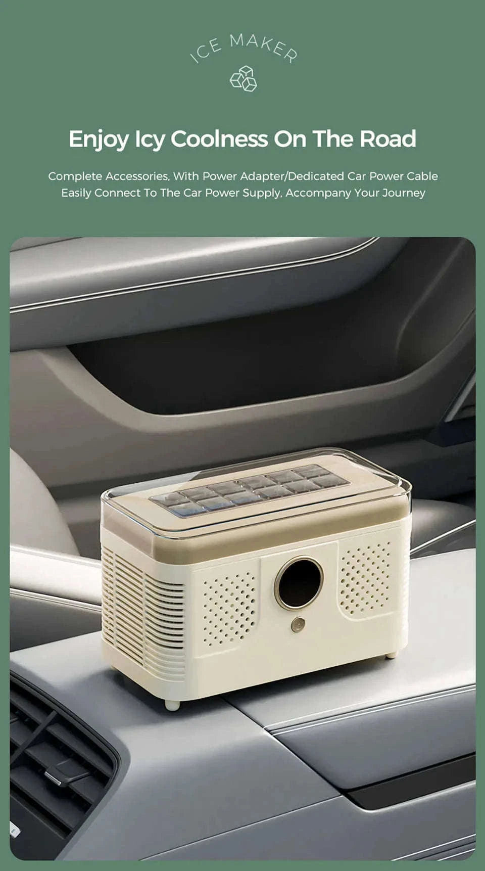Portable Dual-Use Ice Maker for Car and Home-EU Car-Home-Beige