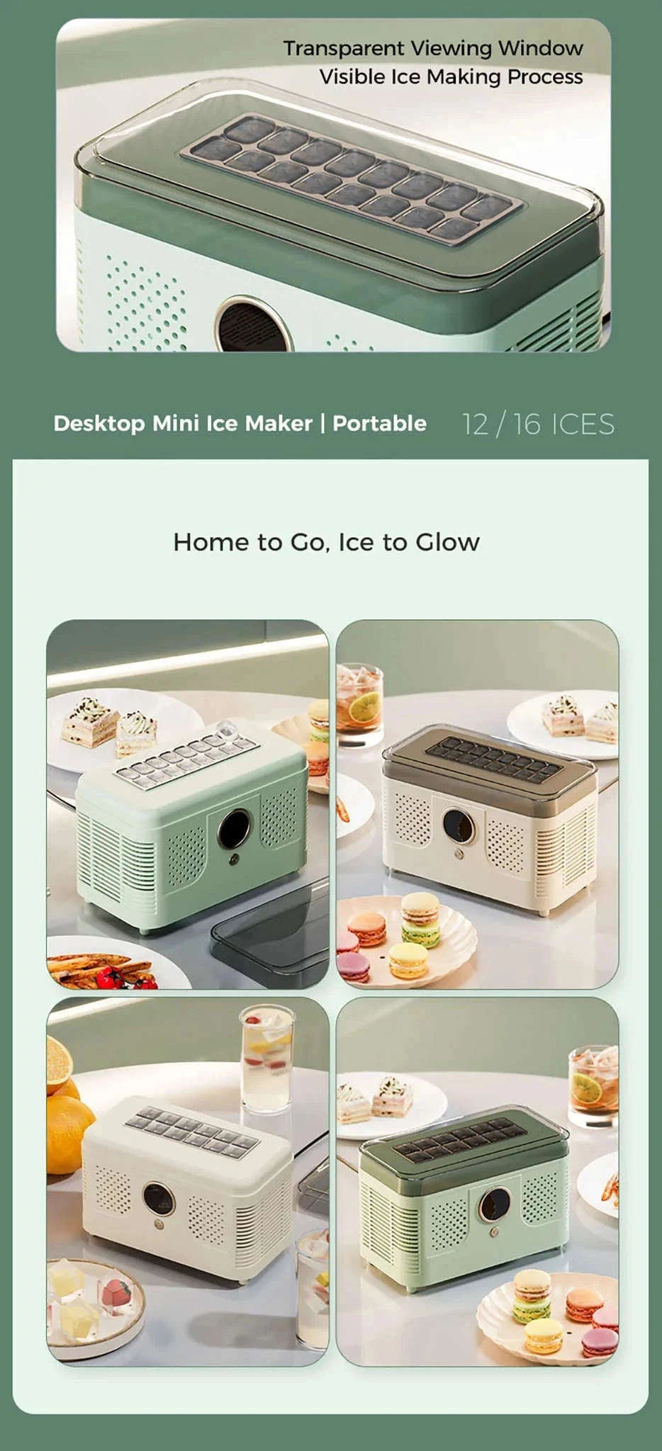 Portable Dual-Use Ice Maker for Car and Home-EU Car-Home-Beige