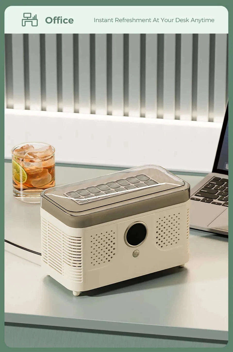 Portable Dual-Use Ice Maker for Car and Home-EU Car-Home-Beige