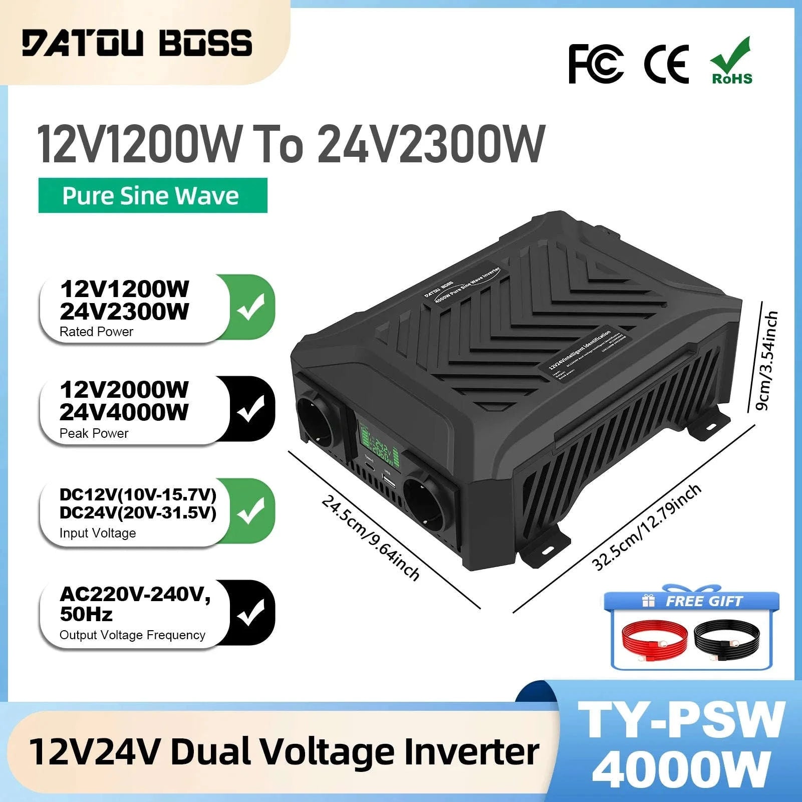 Portable Dual Voltage Pure Sine Wave Inverter 1200W/2300W-TY-PSW4000W / Poland