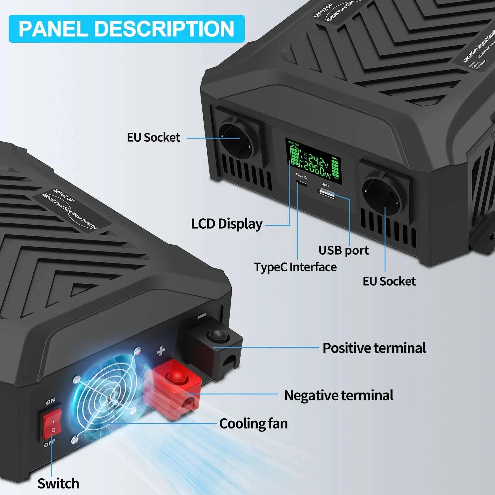 Portable Dual Voltage Pure Sine Wave Inverter 1200W/2300W-TY-PSW4000W / Poland