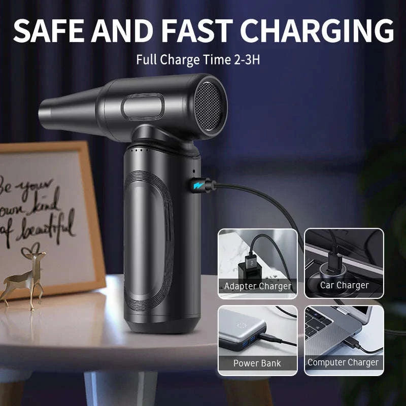Portable Dust Blower with 6000mAh Battery for PC and Keyboard Cleaning-black / United States