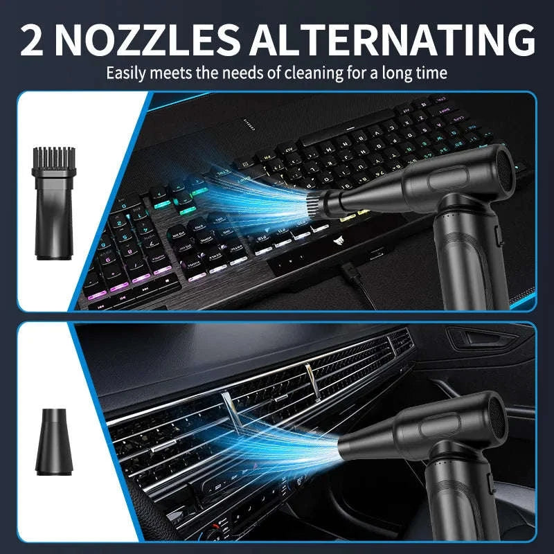 Portable Dust Blower with 6000mAh Battery for PC and Keyboard Cleaning-black / United States
