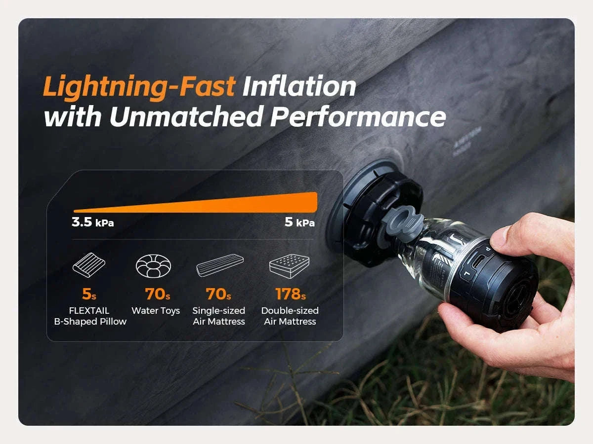Portable Electric Air Pump with LED Light for Camping & Air Mattresses-Black