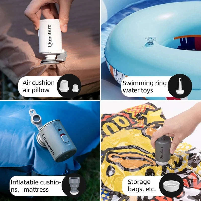 Portable Electric Air Pump with Type-C Charging for Outdoor Use-VOLCANO2-WT