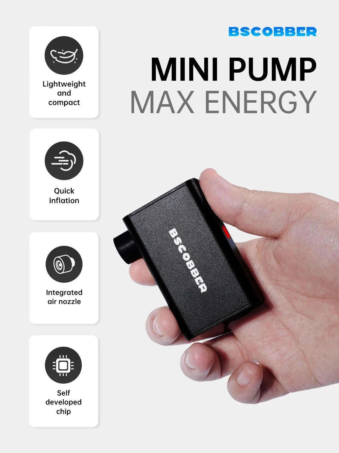Portable Electric Bike Tire Pump 100 PSI Mini Air Compressor-black