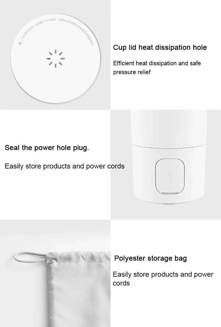 Portable Electric Kettle 350ml with Temperature Control & Thermos-White / EU