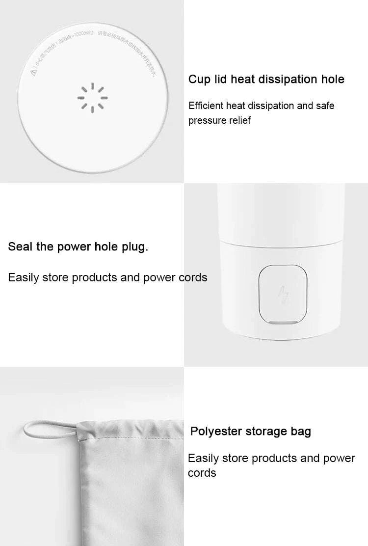 Portable Electric Kettle 350ml with Temperature Control & Thermos-White / EU