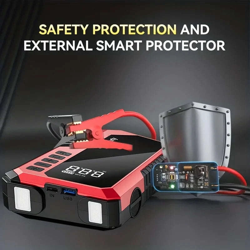 Portable Emergency Jump Starter with Air Compressor, LED Light, Power Bank and Tire Inflator-Base Model G800 / United States