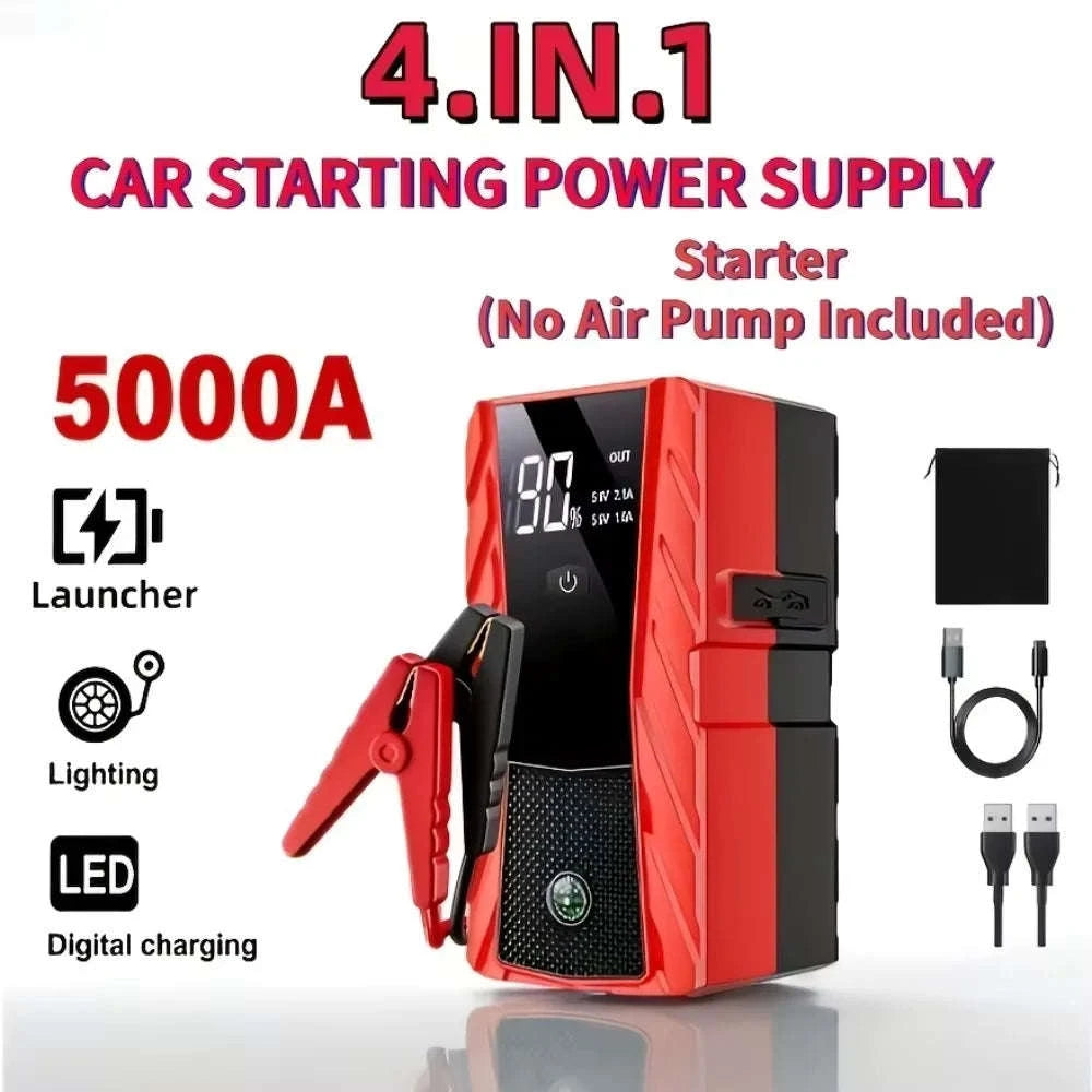 Portable Emergency Jump Starter with Air Compressor, LED Light, Power Bank and Tire Inflator-Base Model G800 / United States