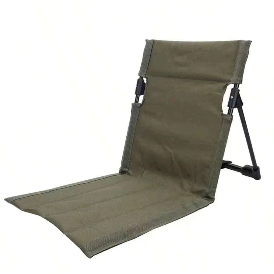Portable Foldable Camping Floor Chair with Back Support-army green / China Mainland