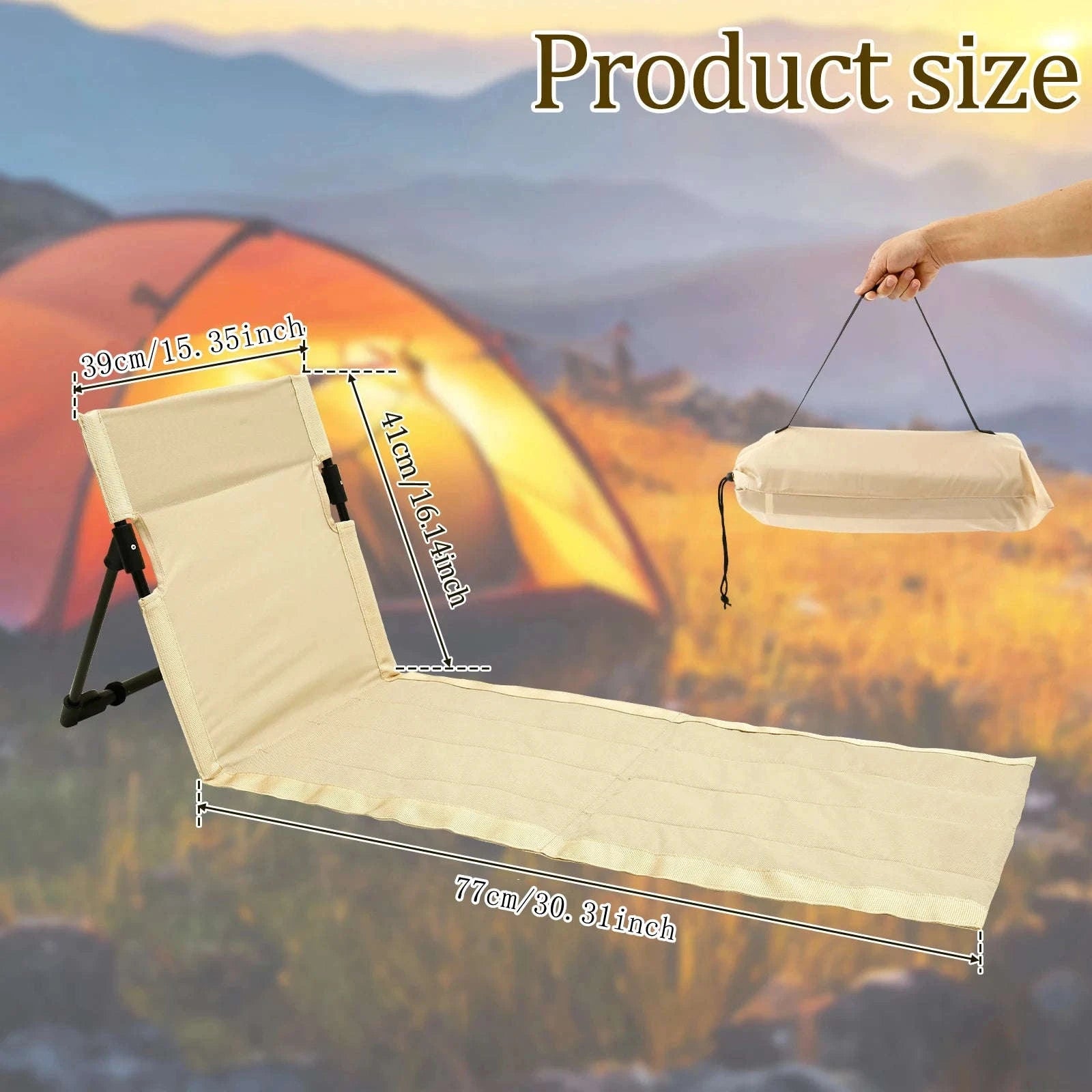 Portable Foldable Camping Floor Chair with Back Support-army green / China Mainland