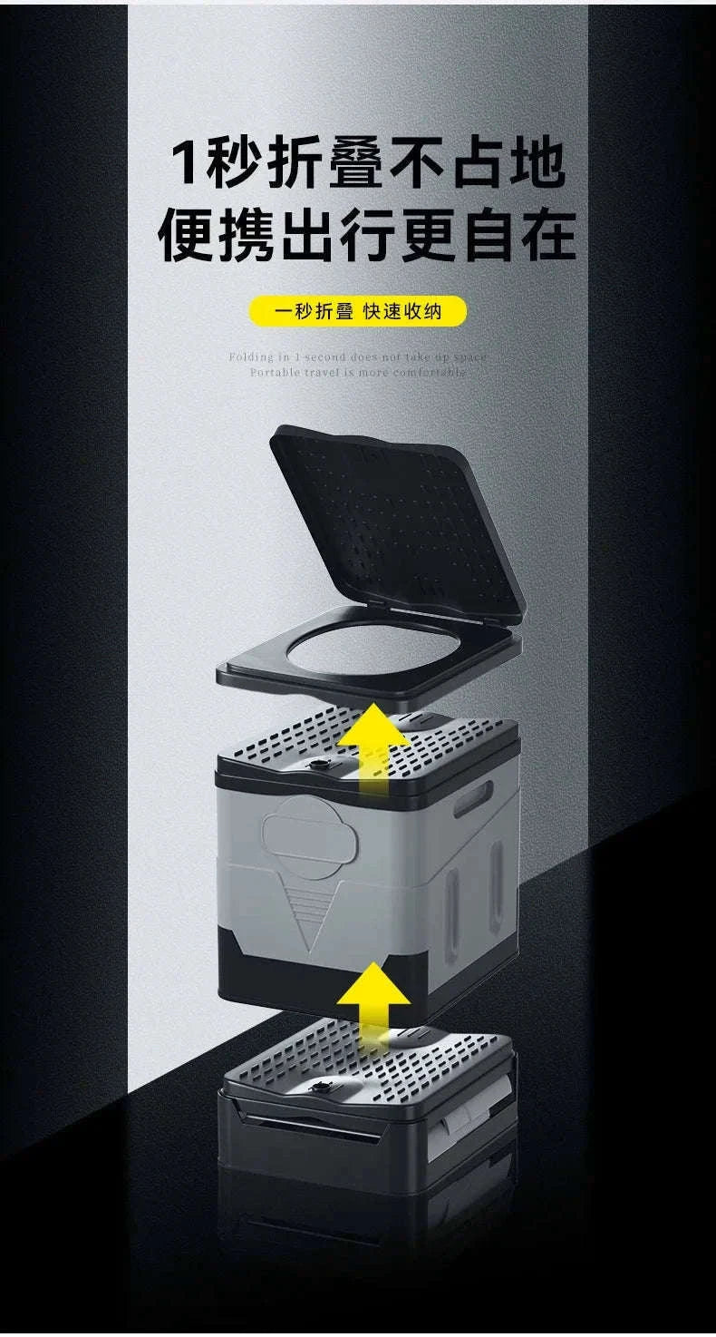 Portable Foldable Camping Toilet-Black